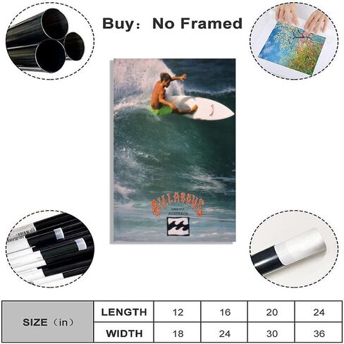 Generic 1990 Surf Poster Vintage Surfing Posters Retro Ocean Print Hawaii Summer Beach Newspaper Canvas Surfer Wall Art Aesthetic Room Decoration for Beach Lovers 8x12inch Framed, style-1 in Saudi Arabia