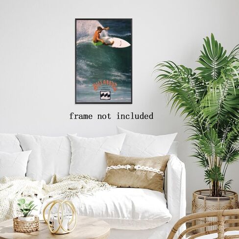Generic 1990 Surf Poster Vintage Surfing Posters Retro Ocean Print Hawaii Summer Beach Newspaper Canvas Surfer Wall Art Aesthetic Room Decoration for Beach Lovers 8x12inch Framed, style-1 in Saudi Arabia