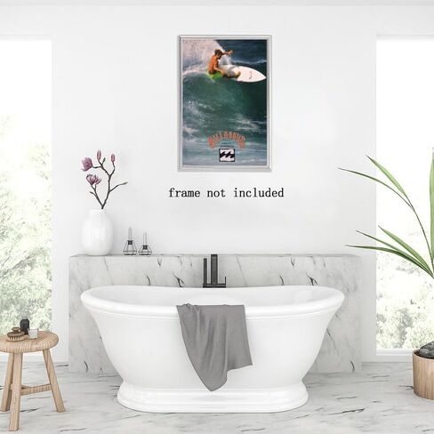 Generic 1990 Surf Poster Vintage Surfing Posters Retro Ocean Print Hawaii Summer Beach Newspaper Canvas Surfer Wall Art Aesthetic Room Decoration for Beach Lovers 8x12inch Framed, style-1 in Saudi Arabia