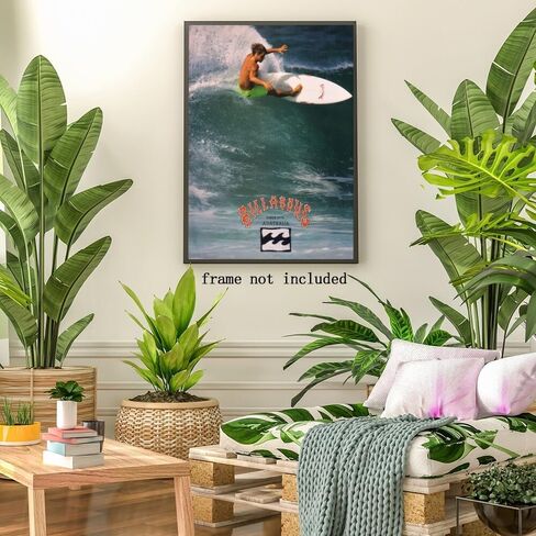Generic 1990 Surf Poster Vintage Surfing Posters Retro Ocean Print Hawaii Summer Beach Newspaper Canvas Surfer Wall Art Aesthetic Room Decoration for Beach Lovers 8x12inch Framed, style-1 in Saudi Arabia