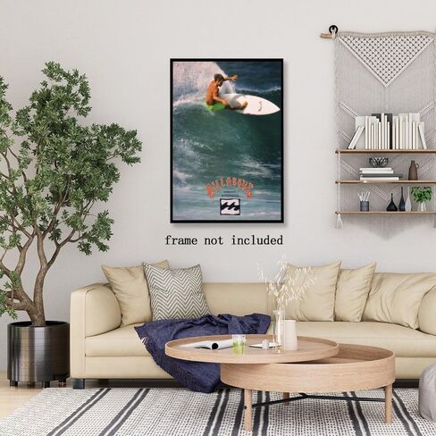 Generic 1990 Surf Poster Vintage Surfing Posters Retro Ocean Print Hawaii Summer Beach Newspaper Canvas Surfer Wall Art Aesthetic Room Decoration for Beach Lovers 8x12inch Framed, style-1 in Saudi Arabia