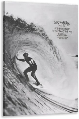 Generic 1990 Surf Poster Vintage Surfing Posters Retro Ocean Print Hawaii Summer Beach Newspaper Canvas Surfer Wall Art Aesthetic Room Decoration for Beach Lovers 8x12inch Framed, style-1 in Saudi Arabia