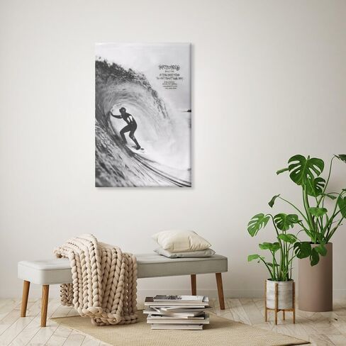 Generic 1990 Surf Poster Vintage Surfing Posters Retro Ocean Print Hawaii Summer Beach Newspaper Canvas Surfer Wall Art Aesthetic Room Decoration for Beach Lovers 8x12inch Framed, style-1 in Saudi Arabia