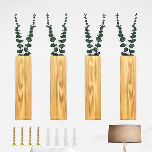 4 عبوات من مزهريات الحائط الخشبية، مزارعي الجدران الخشبية مع نباتات صناعية، مزهرية داخلية مثبتة على الحائط، زارع ديكور حائط خشبي، مزهرية جيب حائطية لغرفة المعيشة، غرفة النوم، الحمام، غرفة الطعام in Kuwait