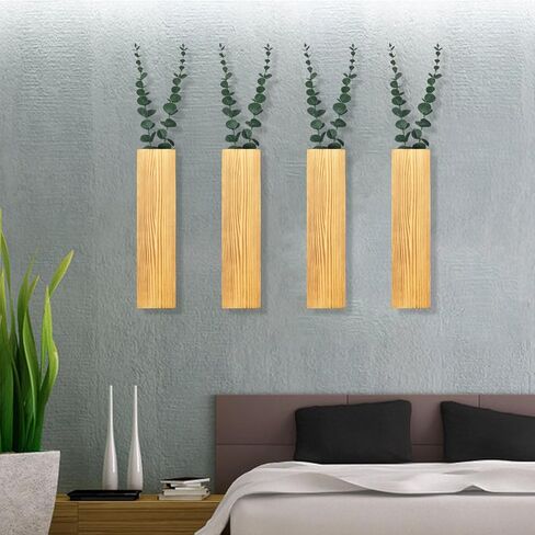 4 عبوات من مزهريات الحائط الخشبية، مزارعي الجدران الخشبية مع نباتات صناعية، مزهرية داخلية مثبتة على الحائط، زارع ديكور حائط خشبي، مزهرية جيب حائطية لغرفة المعيشة، غرفة النوم، الحمام، غرفة الطعام in Kuwait