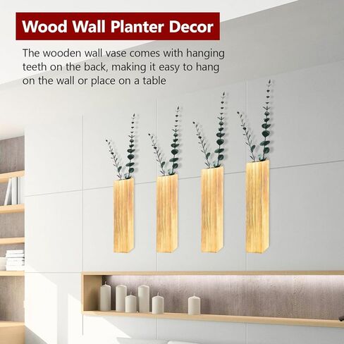 4 عبوات من مزهريات الحائط الخشبية، مزارعي الجدران الخشبية مع نباتات صناعية، مزهرية داخلية مثبتة على الحائط، زارع ديكور حائط خشبي، مزهرية جيب حائطية لغرفة المعيشة، غرفة النوم، الحمام، غرفة الطعام in Kuwait