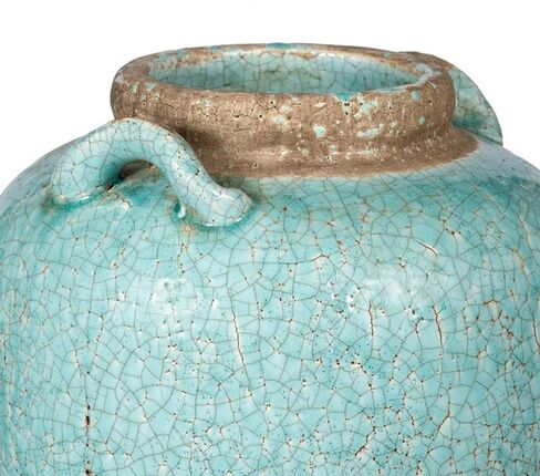 A and B Home 14" H Pale Turquoise Ceramic Indoor Outdoor Candia Vase, Home Décor in Saudi Arabia