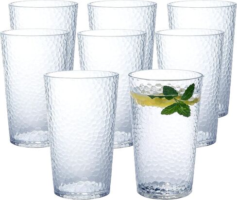 Unbreakable Plastic Tumbler Cups, Set of 8, Large Water Tumbler Set, 17 oz Highball Drinking Glasses (Clear) in Saudi Arabia