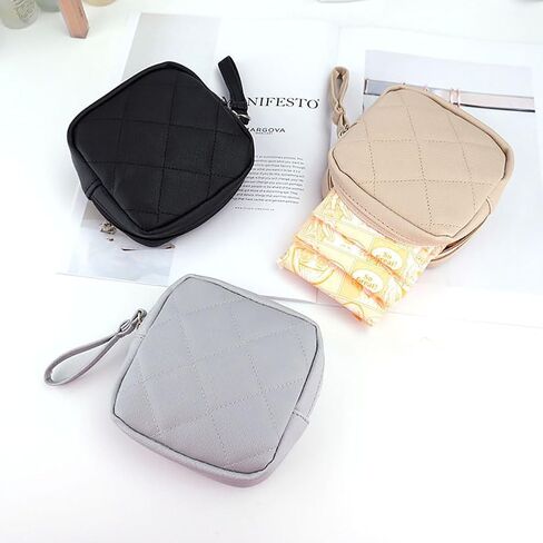 Sanitary Napkin Storage Bag Menstrual Cup Pouch Nursing Pad Pouches Tampon Bags Feminine Product Pouches Mini Makeup Bag for Women Girls Beige in Saudi Arabia