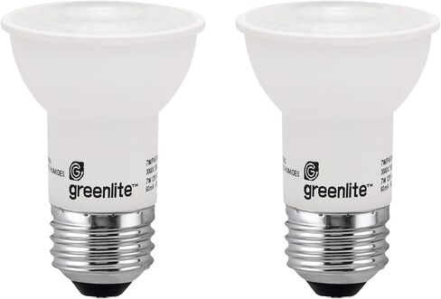 لمبة الإضاءة الفيضانات LED PAR16 من Greenlite، 7 وات (ما يعادل 60 وات)، 500 لومن، 3000 ك أبيض ساطع، داخلي/خارجي، 120 فولت، نجمة الطاقة، (عبوتان) in Saudi Arabia