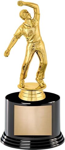 7" Cricket Bowling Male Award On Round Trophy Base in Kuwait