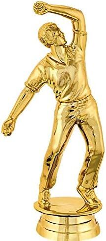7" Cricket Bowling Male Award On Round Trophy Base in Kuwait