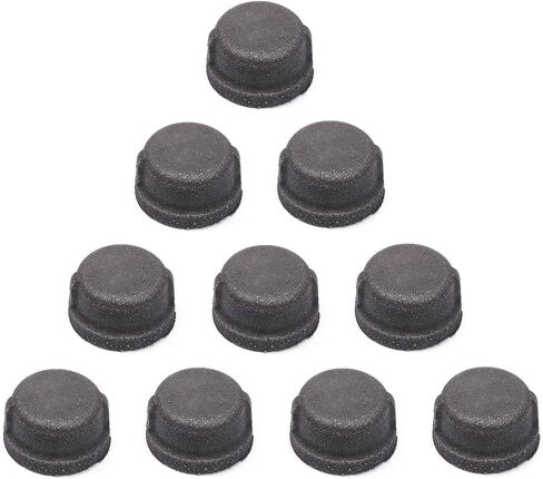 Black Malleable Iron Cast Pipe Fitting Cap, 10 Pack Black Pipe Caps for Steampunk Vintage Shelf Bracket DIY Plumbing Pipe Decor Furniture (1 Inch) in Saudi Arabia