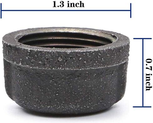 Black Malleable Iron Cast Pipe Fitting Cap, 10 Pack Black Pipe Caps for Steampunk Vintage Shelf Bracket DIY Plumbing Pipe Decor Furniture (1 Inch) in Saudi Arabia