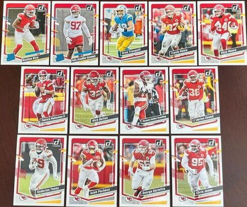 Kansas City Chiefs 2023 Donruss Factory Sealed 13 Card Team Set with Patrick Mahomes and Travis Kelce Plus a Rashee Rice Rated Rookie Card SUPER BOWL CHAMPIONS in Saudi Arabia