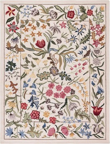 SAFAVIEH Chelsea Collection Area Rug - 9' x 12', Ivory & Green, Handmade French Country Wool, Floral Design, Ideal for Living Room, Bedroom, Dining Room (HK335A-9) in Saudi Arabia