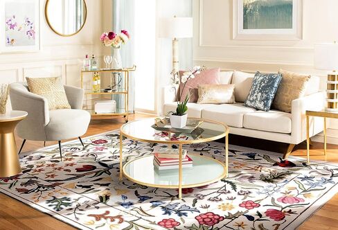 SAFAVIEH Chelsea Collection Area Rug - 9' x 12', Ivory & Green, Handmade French Country Wool, Floral Design, Ideal for Living Room, Bedroom, Dining Room (HK335A-9) in Saudi Arabia