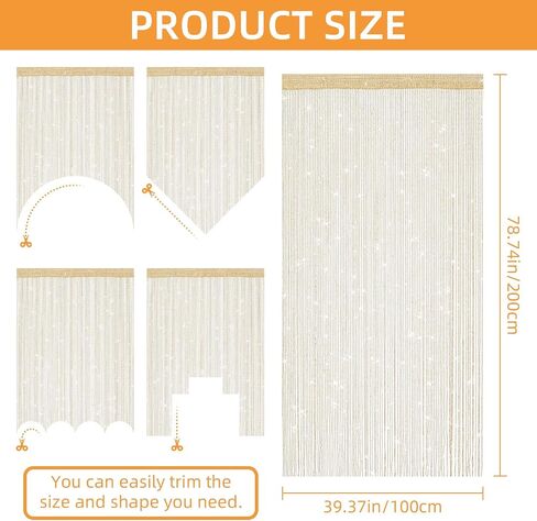 4 Pieces Glitter String Curtains Doorway Beads Curtains, 39 x 79 Inch Hanging Fringe Hippie Room Divider Door String Curtain Boho Doors Tassel for Doorways, Windows, Closet, Privacy Decor (Coffee) in Saudi Arabia