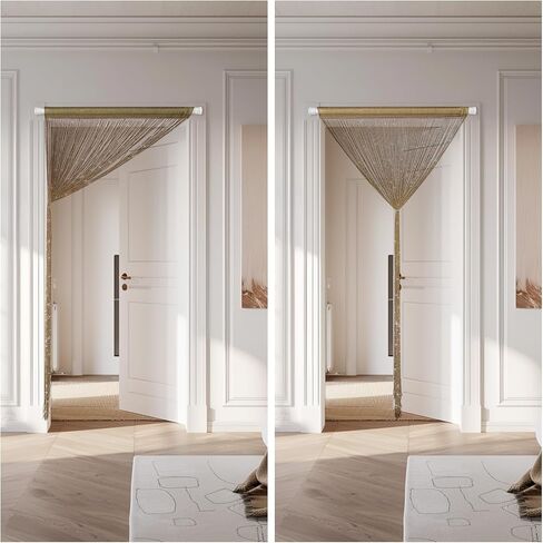 4 Pieces Glitter String Curtains Doorway Beads Curtains, 39 x 79 Inch Hanging Fringe Hippie Room Divider Door String Curtain Boho Doors Tassel for Doorways, Windows, Closet, Privacy Decor (Coffee) in Saudi Arabia