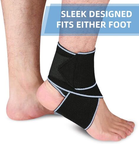 2 PACK Ankle Brace, Ankle Compression Sleeve with Adjustable Strap Ankle Support for Sprained Ankle, Achilles Tendon, Plantar Fasciitis & Sports (Blue) in Saudi Arabia