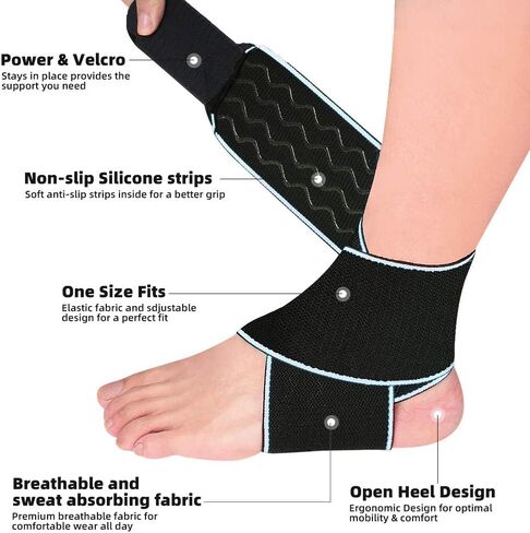 2 PACK Ankle Brace, Ankle Compression Sleeve with Adjustable Strap Ankle Support for Sprained Ankle, Achilles Tendon, Plantar Fasciitis & Sports (Blue) in Saudi Arabia