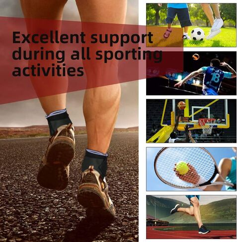 2 PACK Ankle Brace, Ankle Compression Sleeve with Adjustable Strap Ankle Support for Sprained Ankle, Achilles Tendon, Plantar Fasciitis & Sports (Blue) in Saudi Arabia
