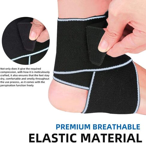 2 PACK Ankle Brace, Ankle Compression Sleeve with Adjustable Strap Ankle Support for Sprained Ankle, Achilles Tendon, Plantar Fasciitis & Sports (Blue) in Saudi Arabia