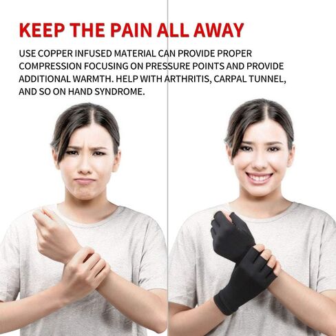 Copper Compression Arthritis Gloves, Best Copper Infused Glove for Women and Men, Fingerless Arthritis Gloves, Pain Relief and Healing for Arthritis, Carpal Tunnel, 1 Pair in Saudi Arabia