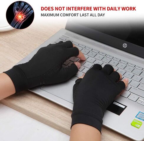 Copper Compression Arthritis Gloves, Best Copper Infused Glove for Women and Men, Fingerless Arthritis Gloves, Pain Relief and Healing for Arthritis, Carpal Tunnel, 1 Pair in Saudi Arabia