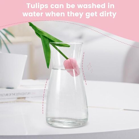 Artificial Flowers for Outdoors 28pcs Real Touch Tulips Fake Flowers Artificial Plants Indoor in Bulk Home Kitchen Wedding Decorations in Saudi Arabia