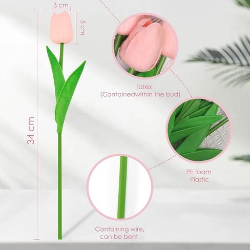 Artificial Flowers for Outdoors 28pcs Real Touch Tulips Fake Flowers Artificial Plants Indoor in Bulk Home Kitchen Wedding Decorations in Saudi Arabia