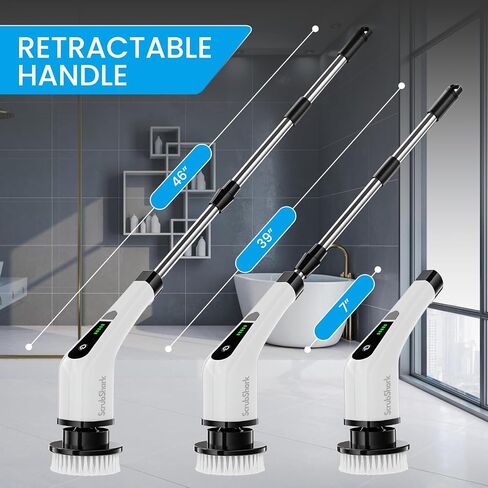 Electric Spin Scrubber - Cordless Cleaning Rechargeable Power Brush - 10 Replaceable Brush Heads Including 3 Extra Heads - Adjustable Extension Handle - 2 Speeds for Bathroom, Shower, Floor in Saudi Arabia