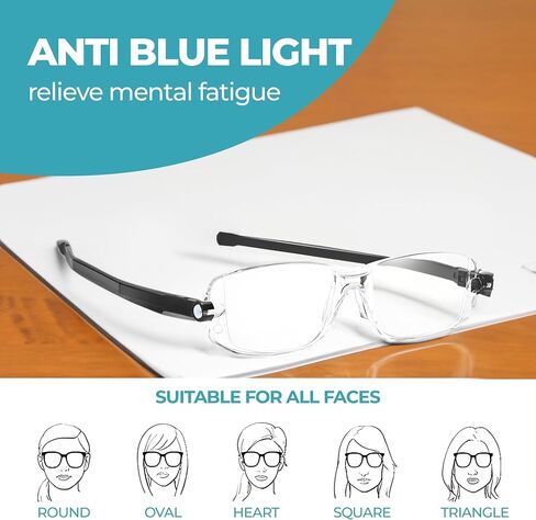 Flexible & Compact Reading Glasses | Block Harmful Blue Light | Reduce Eye Fatigue | Unisex Blue Light Glasses in Saudi Arabia