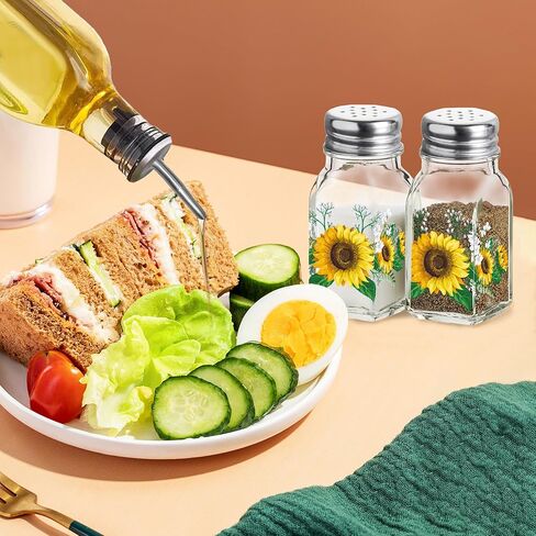 Sunflower Decor Oil & Vinegar Bottle Salt and Pepper Shaker Set, Sunflower Gifts Decorations for Kitchen, Sunflower 17oz Glass Olive Oil Dispenser Bottle and Salt Pepper Shaker Kitchen Decor Set in Saudi Arabia