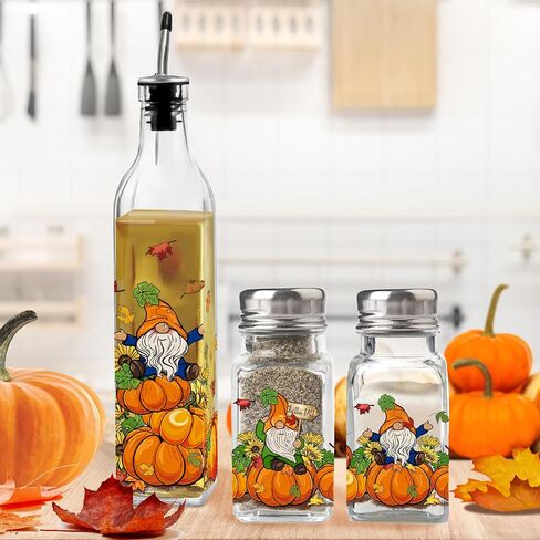 Sunflower Decor Oil & Vinegar Bottle Salt and Pepper Shaker Set, Sunflower Gifts Decorations for Kitchen, Sunflower 17oz Glass Olive Oil Dispenser Bottle and Salt Pepper Shaker Kitchen Decor Set in Saudi Arabia