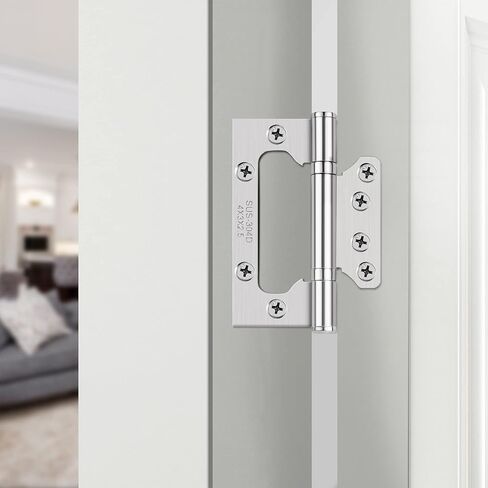 TPOHH 4 Inch X 3 Inch Stainless Steel Ball Bearing No-mortise Door Hinges, Surface Mount Flat Leaf Hinge with Mounting Screws 3 Pack - Smooth Movement Rotatable 360°, Brushed Silver Finish in Saudi Arabia
