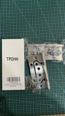 TPOHH 4 Inch X 3 Inch Stainless Steel Ball Bearing No-mortise Door Hinges, Surface Mount Flat Leaf Hinge with Mounting Screws 3 Pack - Smooth Movement Rotatable 360°, Brushed Silver Finish in Saudi Arabia