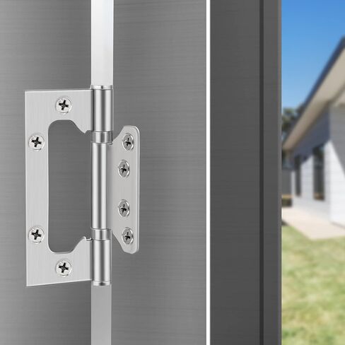 TPOHH 4 Inch X 3 Inch Stainless Steel Ball Bearing No-mortise Door Hinges, Surface Mount Flat Leaf Hinge with Mounting Screws 3 Pack - Smooth Movement Rotatable 360°, Brushed Silver Finish in Saudi Arabia