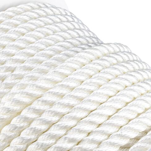 Amarine Made 1/2 inch 200 feet 3 Strand Twisted Nylon Anchor Line, Multipurpose Anchor Rope, Solid Braided Boat Anchor Rope for Boating, Anchoring, Pulling, White in Saudi Arabia
