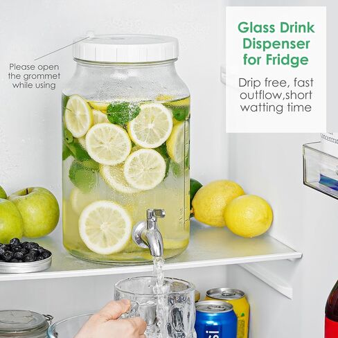 2 Pack 1 Gallon Glass Drink Dispensers for Parties. Glass Beverage Dispenser w Screw Cap(100% Airtight Silicone Ring), Stainless Steel Spigot 100% Leakproof. Laundry Detergent Dispenser Scale Mark in Saudi Arabia