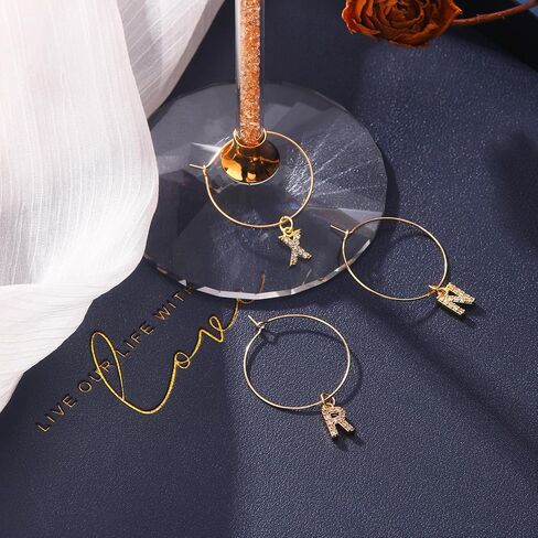 Pride & par Gold Bling Letter Wine Glass Charms, 26 piece/Set, Diamond Wine Glass Markers for Stem Glasses, Shinny Wine Glass Decoration for Weddings, Parties in Saudi Arabia