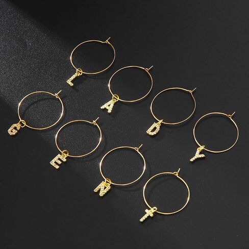 Pride & par Gold Bling Letter Wine Glass Charms, 26 piece/Set, Diamond Wine Glass Markers for Stem Glasses, Shinny Wine Glass Decoration for Weddings, Parties in Saudi Arabia