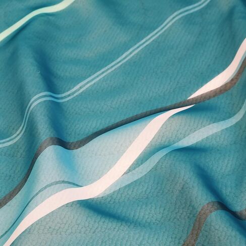 ستائر شفافة باللون الأزرق المخضر والأبيض بطول 84 بوصة مكونة من لوحتين لغرفة المعيشة، ستائر فوال شفافة وستائر لغرفة النوم وغرفة الطعام وغرفة الأطفال، ستائر نافذة بنمط موجة جيب (55 عرض × 84 طول) in Kuwait