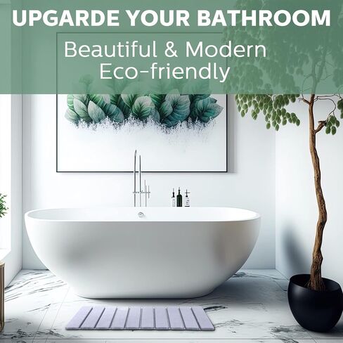 سجادة حمام حجرية قابلة للدوران، سجادة حمام أرضية دياتومي، سجادة حمام سريعة الجفاف، سجادة حمام رمادية غير قابلة للانزلاق، حصيرة حمام فائقة الامتصاص لحوض الاستحمام وحوض الاستحمام وأرضية المطبخ، 15 × 23 بوصة in Kuwait