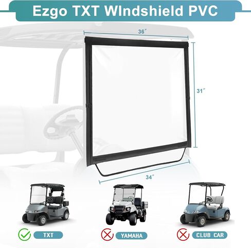 الزجاج الأمامي لعربة الجولف مناسب لـ Ezgo TXT، قابل للطي، محمول وشفاف خفيف الوزن من مادة PVC لعربة الجولف Ezgo TXT الزجاج الأمامي، مقاوم للرياح ومقاوم للماء، سهل التركيب in Kuwait