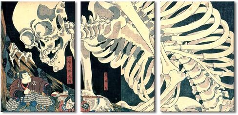 Wieco Art 3 قطع ساحرة وهيكل عظمي Ukiyo-E بواسطة Utagawa Takiyasha الرسوم التوضيحية الثقافية التاريخية لغرفة المعيشة وغرفة النوم وديكورات المنزل والمناظر الطبيعية الفنية in Kuwait