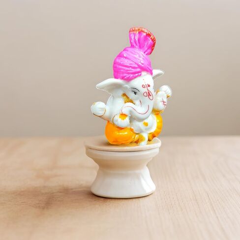 Ganesh Statue Sculpture for Car Dashboard, Home, Temple Décor | Indian God | 2 X 2.3 Inch | Resin | Ganesha Idol Figurine - Ganesha Festival Decoration (Nyon Ganesha) in Saudi Arabia