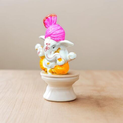 Ganesh Statue Sculpture for Car Dashboard, Home, Temple Décor | Indian God | 2 X 2.3 Inch | Resin | Ganesha Idol Figurine - Ganesha Festival Decoration (Nyon Ganesha) in Saudi Arabia