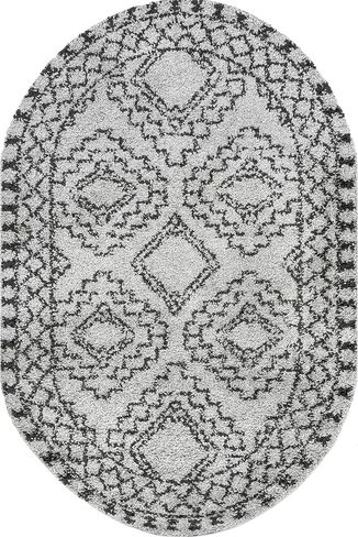 سجادة NuLOOM Vasiliki المغربية ذات الشرابة، 8x10، أبيض فاتح in Saudi Arabia