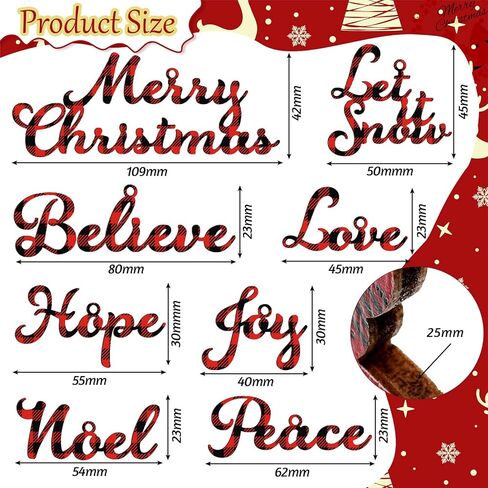 24 Pcs Christmas Wood Word Cutouts Christmas Hanging Craft Ornaments Word Sign Joy Merry Love Peace Believe Hope Word Sign Christmas Thankful Cutout for Christmas Tree Wall Home Decor in Kuwait